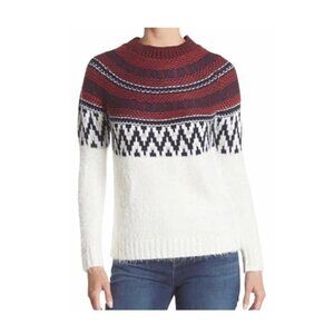 BB Dakota Ivory Long Sleeve Printed Sweater Size Large